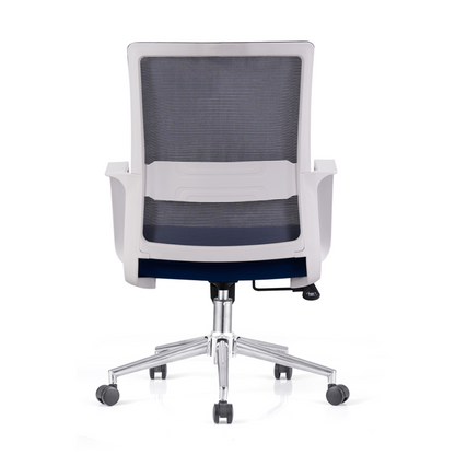 Modern Adjustable Mid-Back Mesh Work Chair - Rectangular Lumbar Support Noise-Reducing PU Casters Desk Chair For Home Office