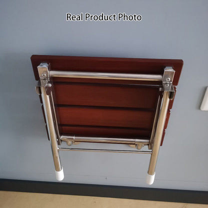 Modern Minimalist Rectangular Wall-mounted Design Wood Stainless Steel Shoe Bench Armless For Entryways
