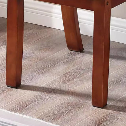 Traditional Chinese Rectangular Curved Rubberwood Dining Chair Backrest Armless For Dining Room