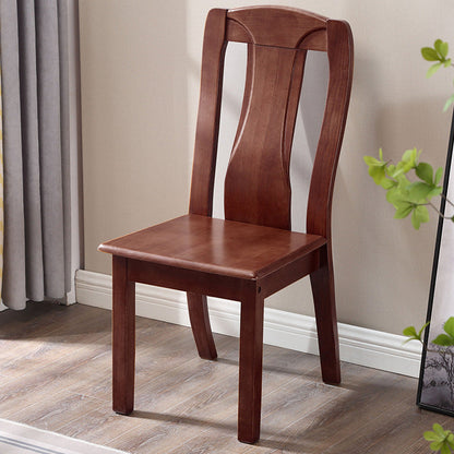 Traditional Chinese Rectangular Curved Rubberwood Dining Chair Backrest Armless For Dining Room