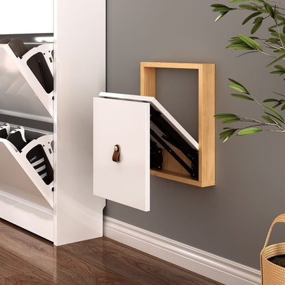 Modern Minimalist Rectangular Wall-Mounted Eco-Board Folding Shoe Bench Armless For Entryways