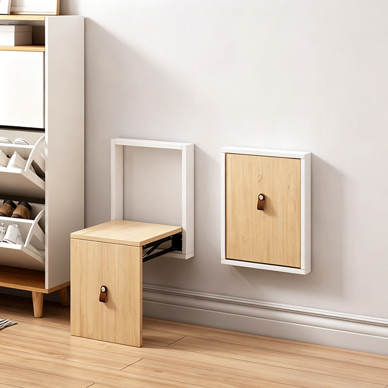 Modern Minimalist Rectangular Wall-Mounted Eco-Board Folding Shoe Bench Armless For Entryways