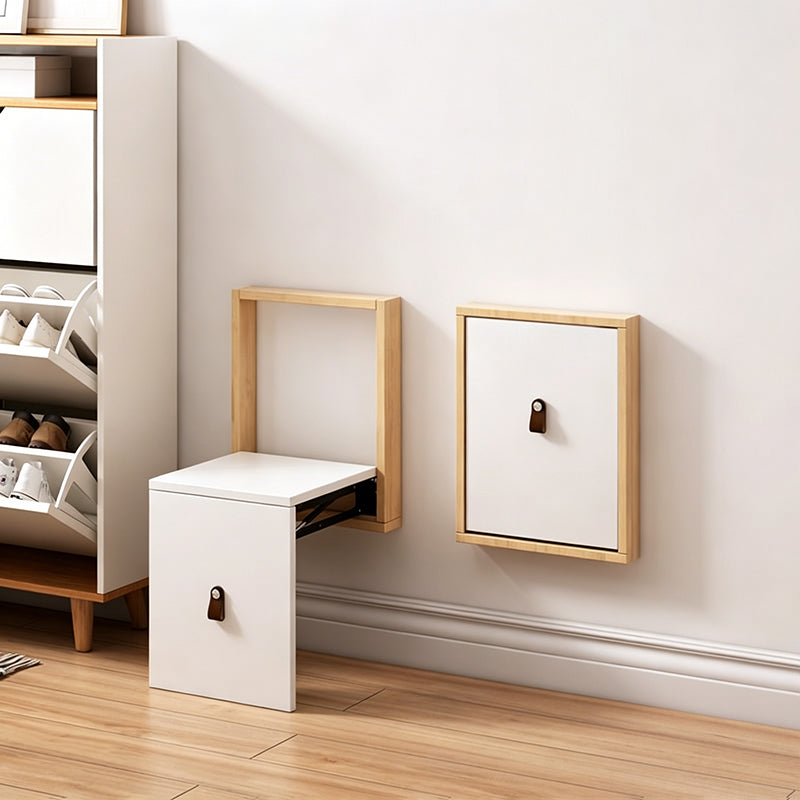Modern Minimalist Rectangular Wall-Mounted Eco-Board Folding Shoe Bench Armless For Entryways