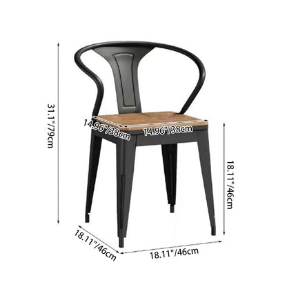 Modern Minimalist Polystyrene Decorative Panel Iron Square Outdoor Dining Chair Curved Backrest For Garden Patio