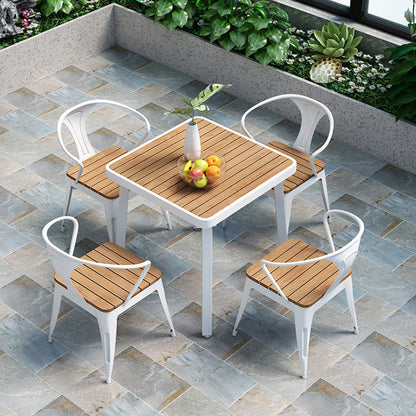 Modern Minimalist Polystyrene Decorative Panel Iron Square Outdoor Dining Chair Curved Backrest For Garden Patio