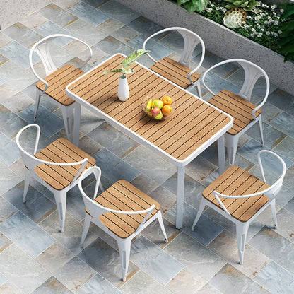 Modern Minimalist Polystyrene Decorative Panel Iron Square Outdoor Dining Chair Curved Backrest For Garden Patio