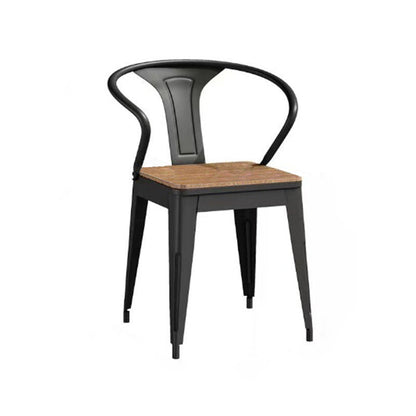 Modern Minimalist Polystyrene Decorative Panel Iron Square Outdoor Dining Chair Curved Backrest For Garden Patio