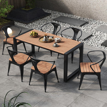 Modern Minimalist Polystyrene Decorative Panel Iron Square Outdoor Dining Chair Curved Backrest For Garden Patio