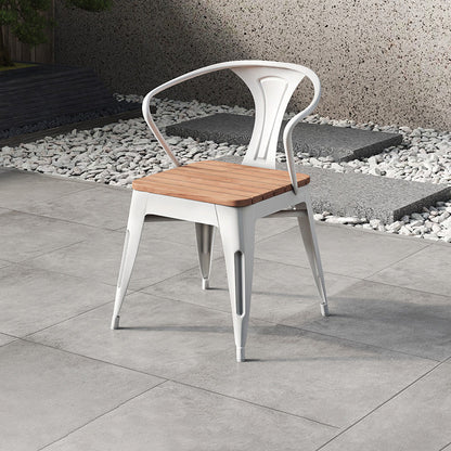 Modern Minimalist Polystyrene Decorative Panel Iron Square Outdoor Dining Chair Curved Backrest For Garden Patio
