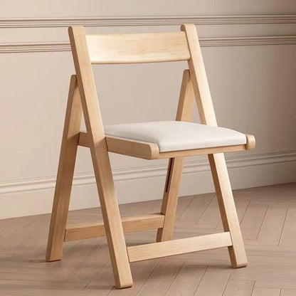 Contemporary Scandinavian Square Rubberwood Solid Wood PU Leather Foldable Backrest Chair For Living Room