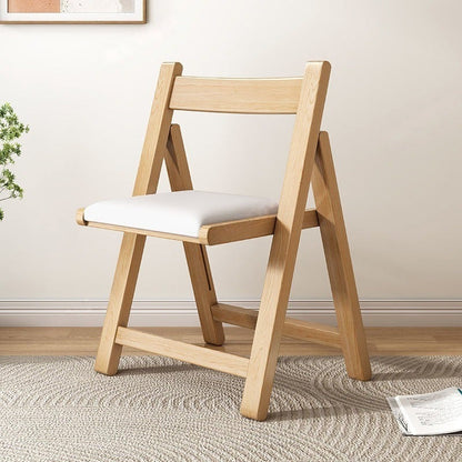 Contemporary Scandinavian Square Rubberwood Solid Wood PU Leather Foldable Backrest Chair For Living Room
