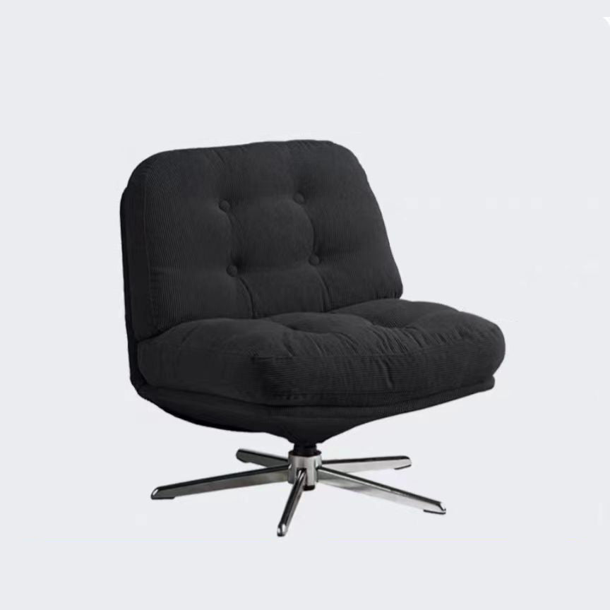 Contemporary Scandinavian Square Corduroy Carbon Steel Backrest 360° Rotation Accent Chair For Living Room