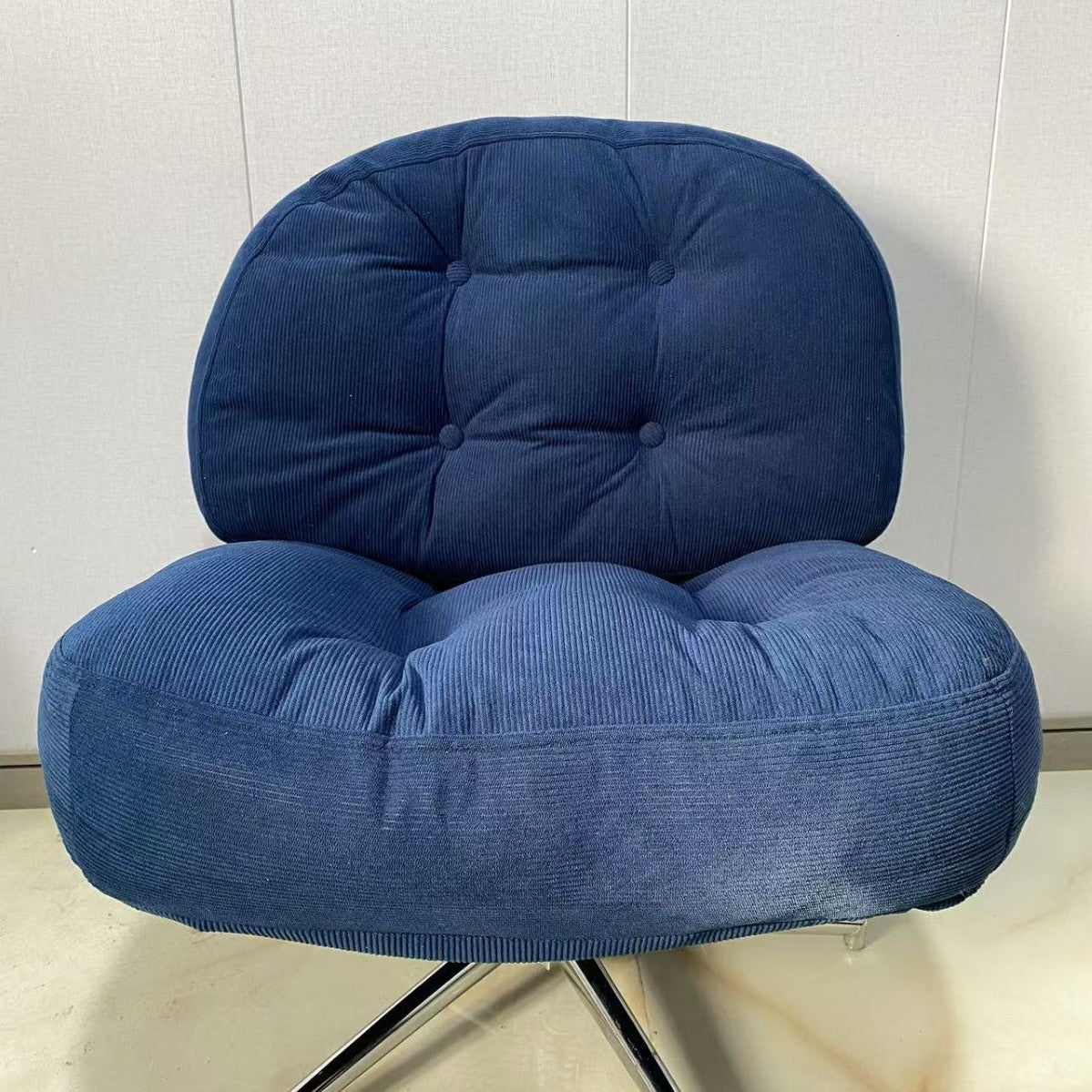 Contemporary Scandinavian Square Corduroy Carbon Steel Backrest 360° Rotation Accent Chair For Living Room