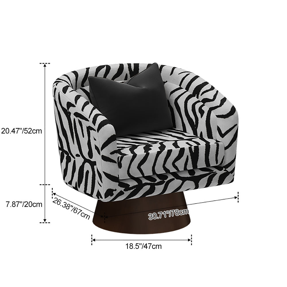 Modern Minimalist Square Faux Velvet Pine Wood 360° Rotation Backrest Armrest Accent Chair For Living Room