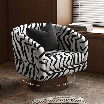 Modern Minimalist Square Faux Velvet Pine Wood 360° Rotation Backrest Armrest Accent Chair For Living Room