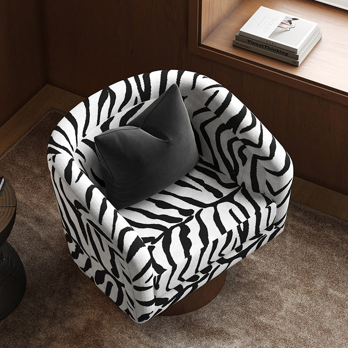 Modern Minimalist Square Faux Velvet Pine Wood 360° Rotation Backrest Armrest Accent Chair For Living Room