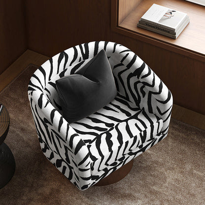 Modern Minimalist Square Faux Velvet Pine Wood 360° Rotation Backrest Armrest Accent Chair For Living Room