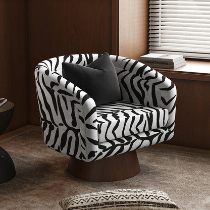 Modern Minimalist Square Faux Velvet Pine Wood 360° Rotation Backrest Armrest Accent Chair For Living Room