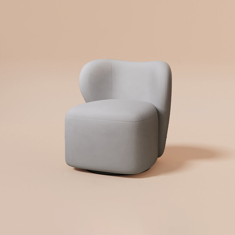Contemporary Scandinavian Square Faux Velvet Pine Solid Wood 360° Rotation Backrest Accent Chair For Living Room