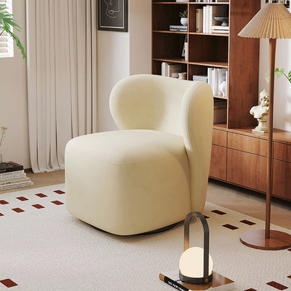 Contemporary Scandinavian Square Faux Velvet Pine Solid Wood 360° Rotation Backrest Accent Chair For Living Room