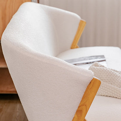 Contemporary Scandinavian Square Faux Sherpa Fabric High-Quality Faux Leather Solid Wood Backrest Lounge Chair For Living Room