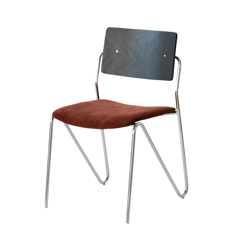 Contemporary Scandinavian Square Plywood Electroplated Iron Chenille Fabric Backrest Armrests Dining Chair For Dining Room