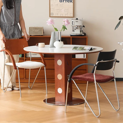 Contemporary Scandinavian Square Plywood Electroplated Iron Chenille Fabric Backrest Armrests Dining Chair For Dining Room