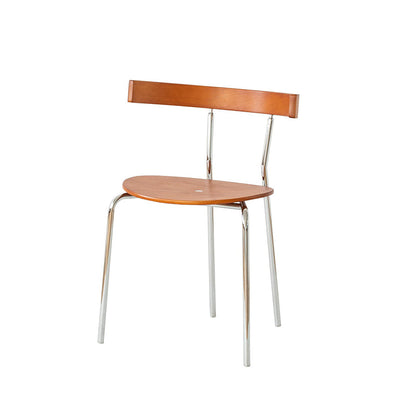 Contemporary Scandinavian Square Plywood Electroplated Iron Backrest Dining Chair For Dining Room