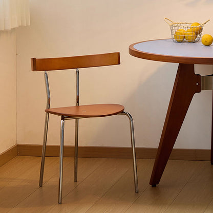 Contemporary Scandinavian Square Plywood Electroplated Iron Backrest Dining Chair For Dining Room