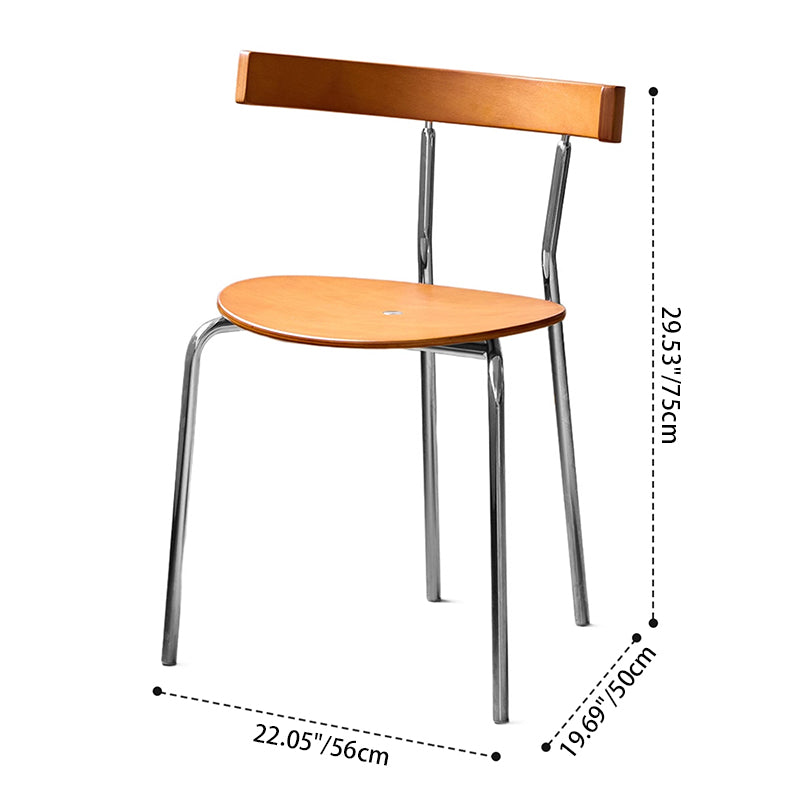 Contemporary Scandinavian Square Plywood Electroplated Iron Backrest Dining Chair For Dining Room