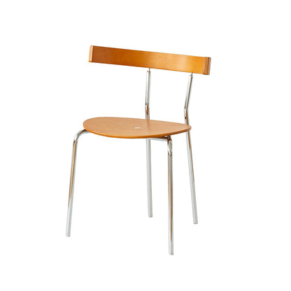 Contemporary Scandinavian Square Plywood Electroplated Iron Backrest Dining Chair For Dining Room