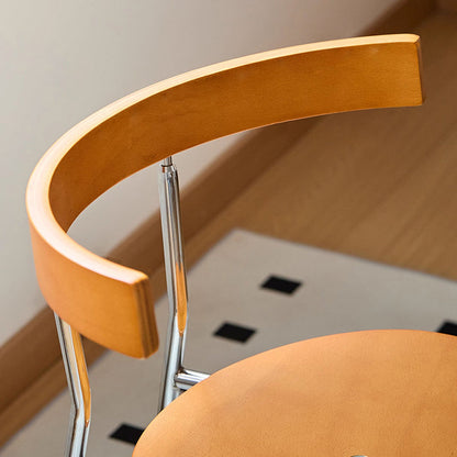 Contemporary Scandinavian Square Plywood Electroplated Iron Backrest Dining Chair For Dining Room