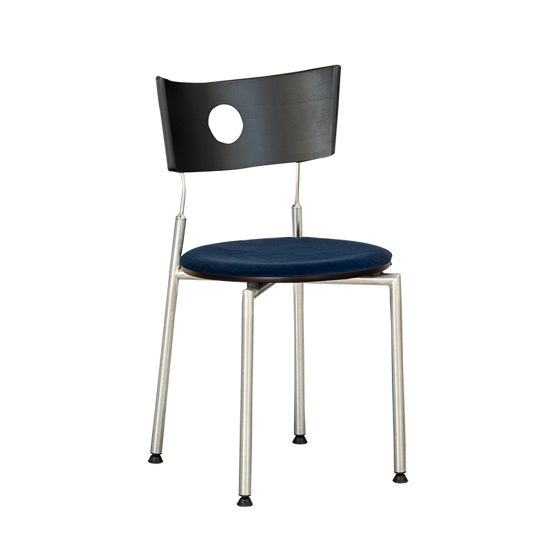 Contemporary Retro Square Plywood Fabric Stainless Steel Backrest Dining Chair For Dining Room