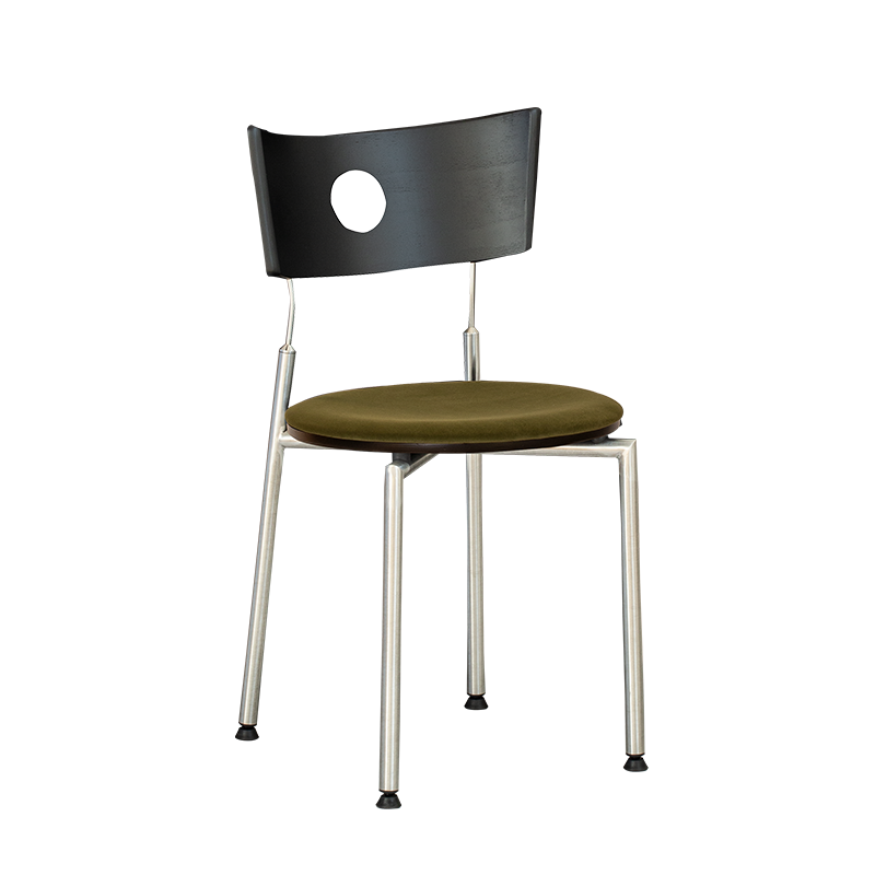 Contemporary Retro Square Plywood Fabric Stainless Steel Backrest Dining Chair For Dining Room