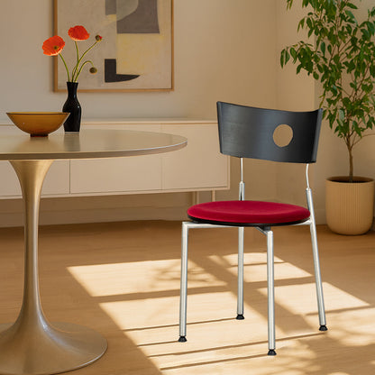 Contemporary Retro Square Plywood Fabric Stainless Steel Backrest Dining Chair For Dining Room