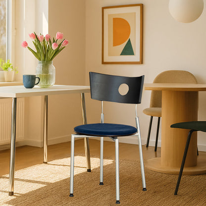Contemporary Retro Square Plywood Fabric Stainless Steel Backrest Dining Chair For Dining Room