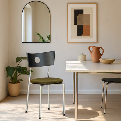 Contemporary Retro Square Plywood Fabric Stainless Steel Backrest Dining Chair For Dining Room