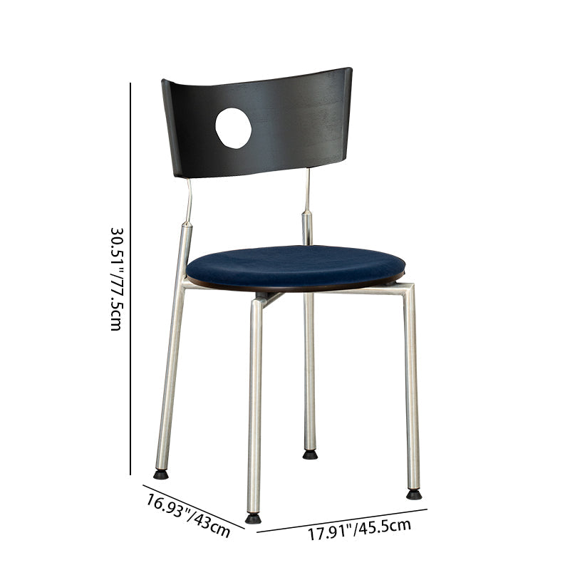 Contemporary Retro Square Plywood Fabric Stainless Steel Backrest Dining Chair For Dining Room