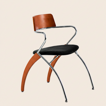 Modern Art Deco Square Faux Leather Velvet Fabric Plywood Electroplated Iron Backrest Armrest Dining Chair For Dining Room