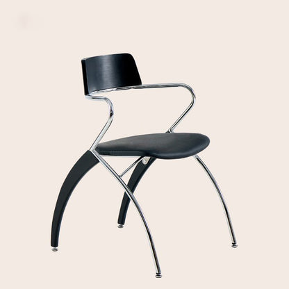 Modern Art Deco Square Faux Leather Velvet Fabric Plywood Electroplated Iron Backrest Armrest Dining Chair For Dining Room
