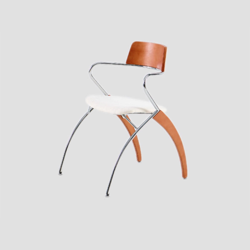 Modern Art Deco Square Faux Leather Velvet Fabric Plywood Electroplated Iron Backrest Armrest Dining Chair For Dining Room