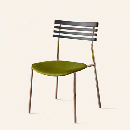 Contemporary Retro Square Plywood Fabric Electroplated Iron Backrest Dining Chair For Dining Room