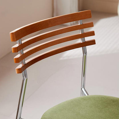 Contemporary Retro Square Plywood Fabric Electroplated Iron Backrest Dining Chair For Dining Room