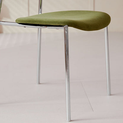 Contemporary Retro Square Plywood Fabric Electroplated Iron Backrest Dining Chair For Dining Room