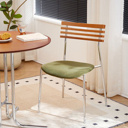 Contemporary Retro Square Plywood Fabric Electroplated Iron Backrest Dining Chair For Dining Room