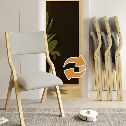 Contemporary Scandinavian Square Birch Wood Fabric Foldable Backrest Dining Chair For Dining Room