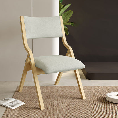 Contemporary Scandinavian Square Birch Wood Fabric Foldable Backrest Dining Chair For Dining Room