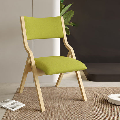 Contemporary Scandinavian Square Birch Wood Fabric Foldable Backrest Dining Chair For Dining Room