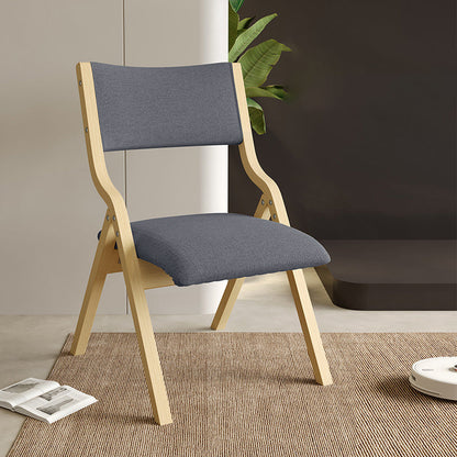 Contemporary Scandinavian Square Birch Wood Fabric Foldable Backrest Dining Chair For Dining Room