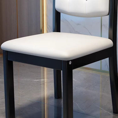 Contemporary Scandinavian Square High-Quality Faux Leather Rubberwood Solid Wood Backrest Dining Chair For Dining Room